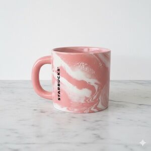 Starbucks Pink White Marble Swirl Ceramic Coffee Mug 12oz 2022 Winter Collection